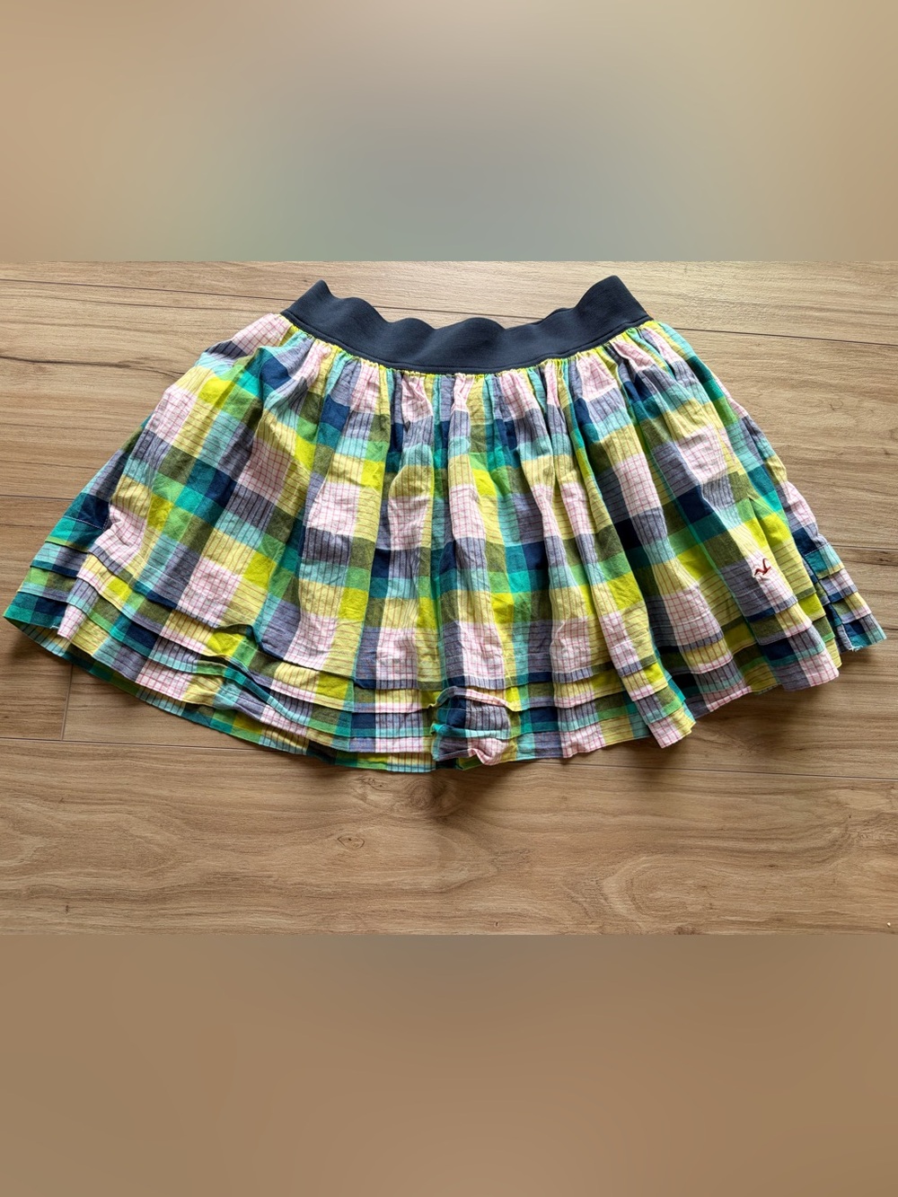 Hollister Plaid Tiered Ruffle Mini Skirt Multicolor Women’s Large